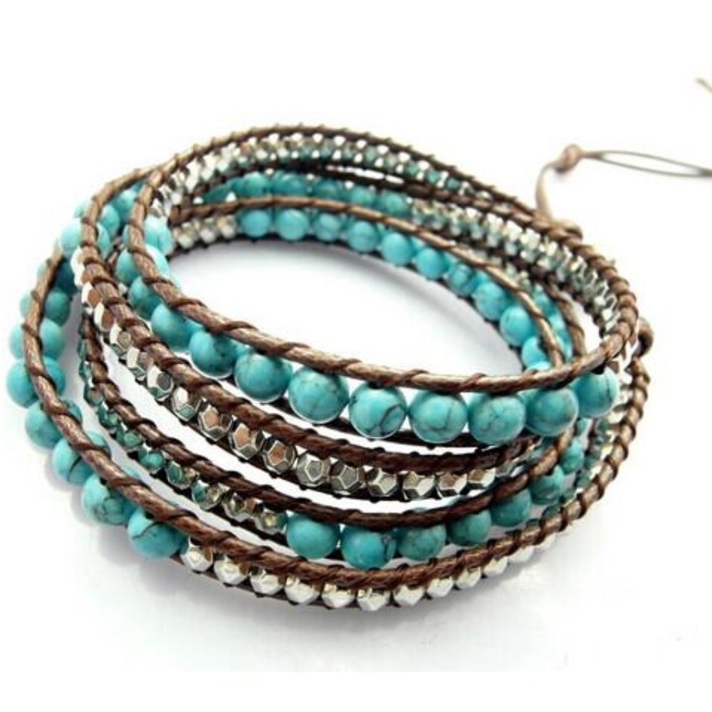 Turquoise and Silver Wrap Bracelet - Picture 1 of 1